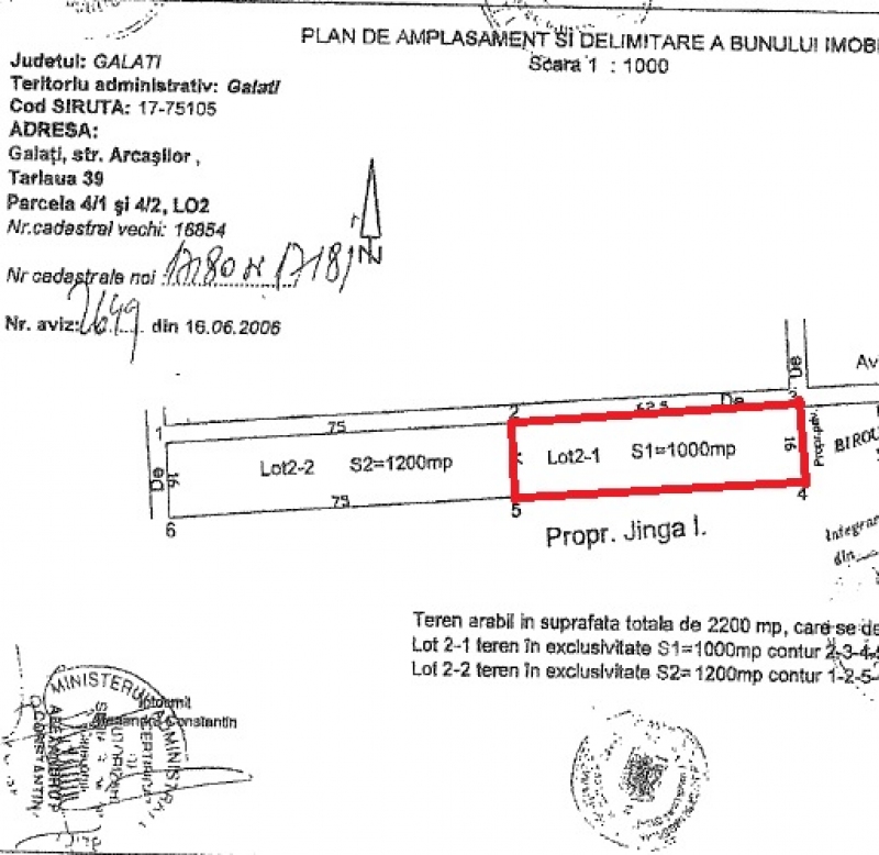 Teren 1000 mp, Strada Arcasilor, Galati